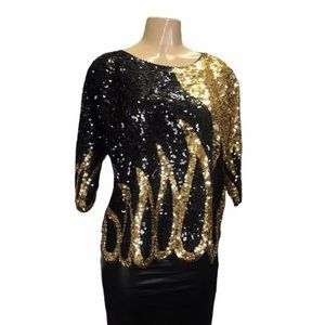 Vintage 80’s Black and Gold Sequin Blouse